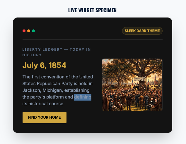 Liberty Ledger: Daily American History Widget (White-Label License)